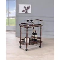 Coaster Furniture 3512 2-tier Serving Cart Merlot and Brass